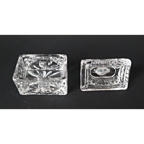 Vintage Crystal Trinket Box Song Bird Lidded Crystal Trinket Box Etched Crystal - Picture 6 of 6